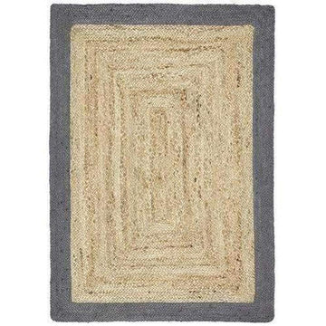 Jute Border Plain Hand-Woven Flatweave Natural/Grey Rug-Origins-Rug Love - The Most Loved Rug Store